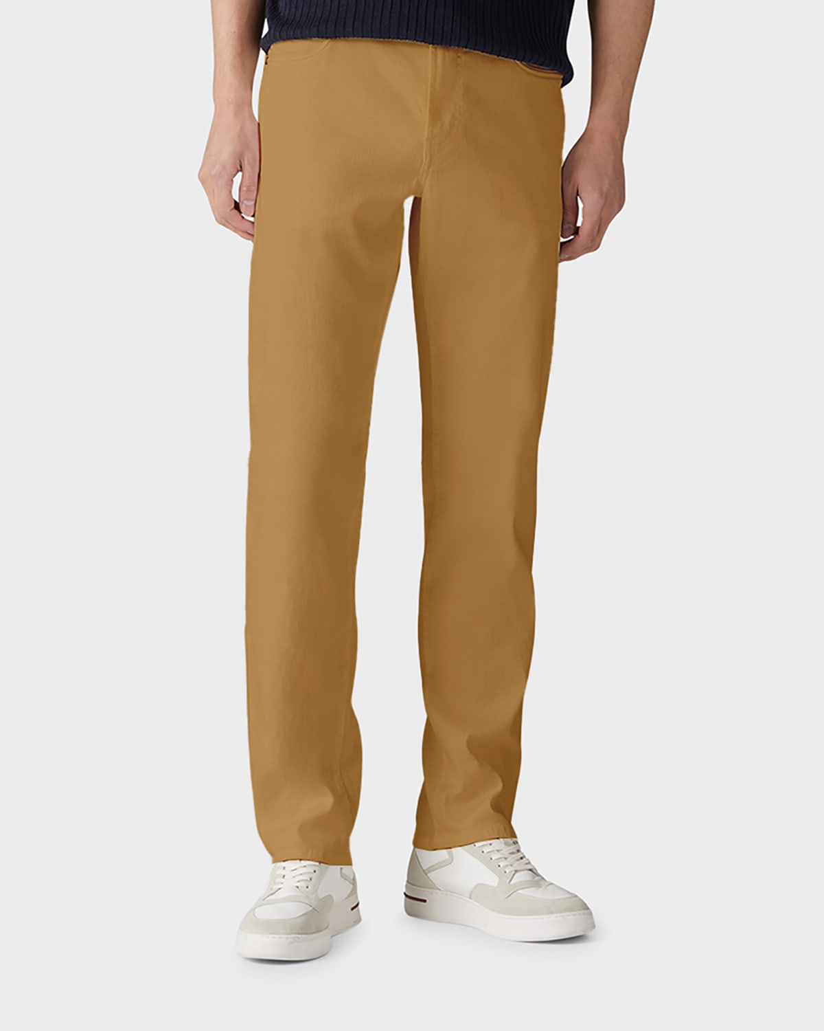Shop Loro Piana Men's Quarona Linen-cotton 5-pocket Pants In Desert Mist