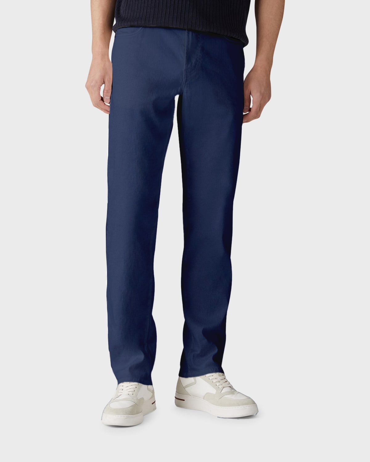 Loro Piana Slim-fit Straight-leg Cotton And Linen-blend Trousers In Blue