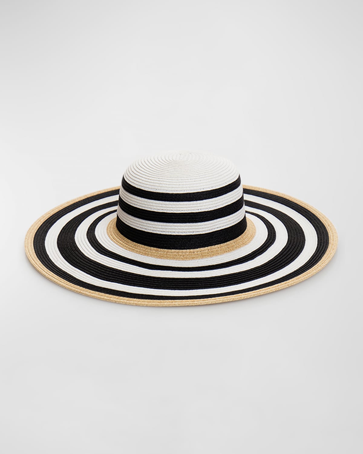 Pia Rossini Dynasty Striped Floppy Hat In Black