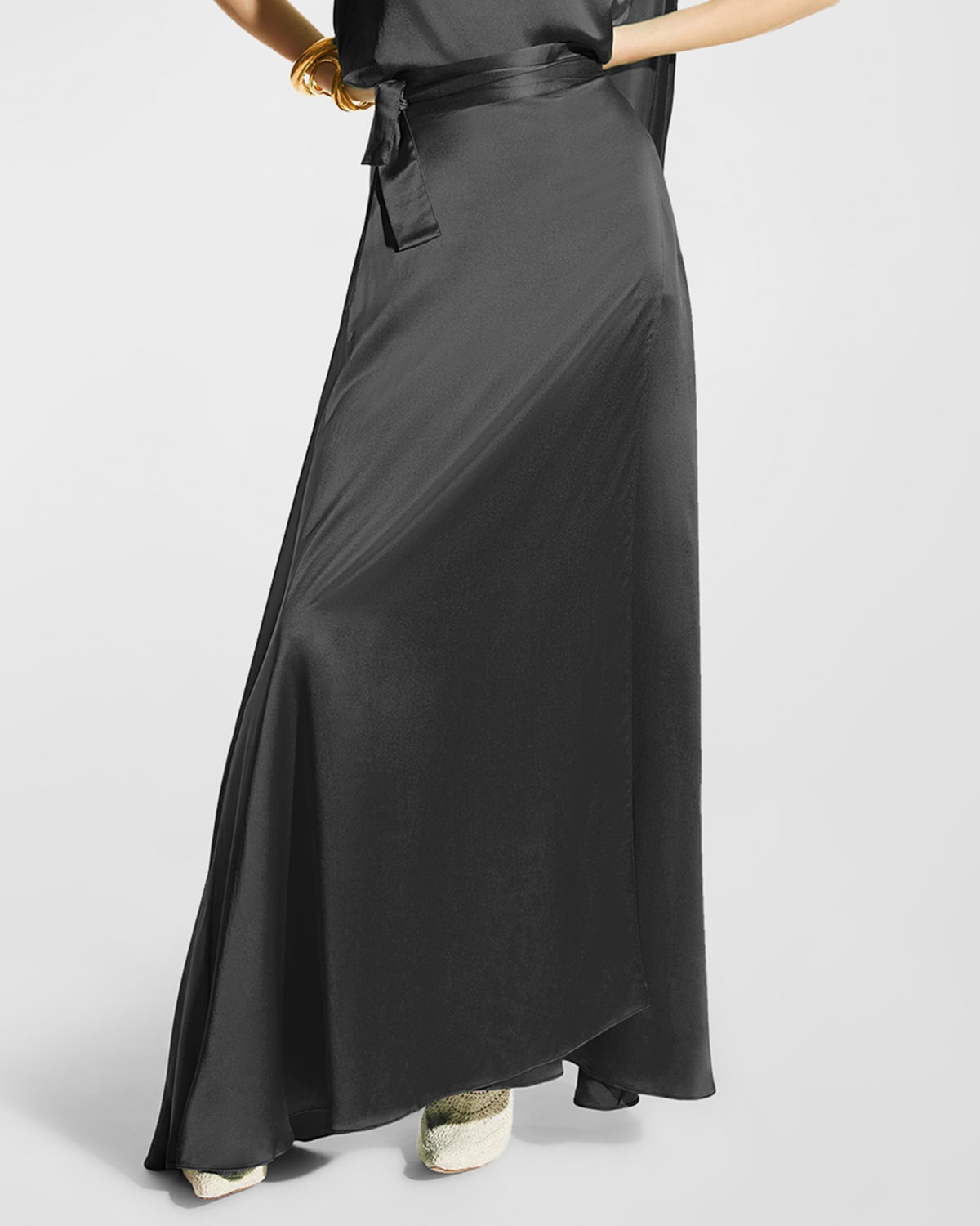 CARESTE Zara A-Line Silk Maxi Skirt