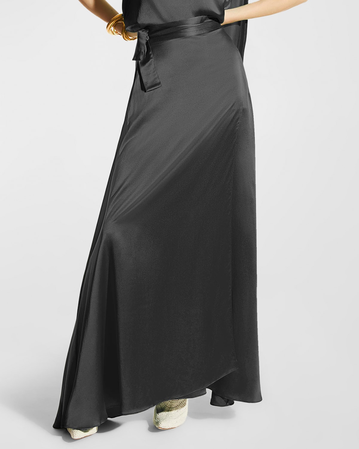 Zara A-Line Silk Maxi Skirt