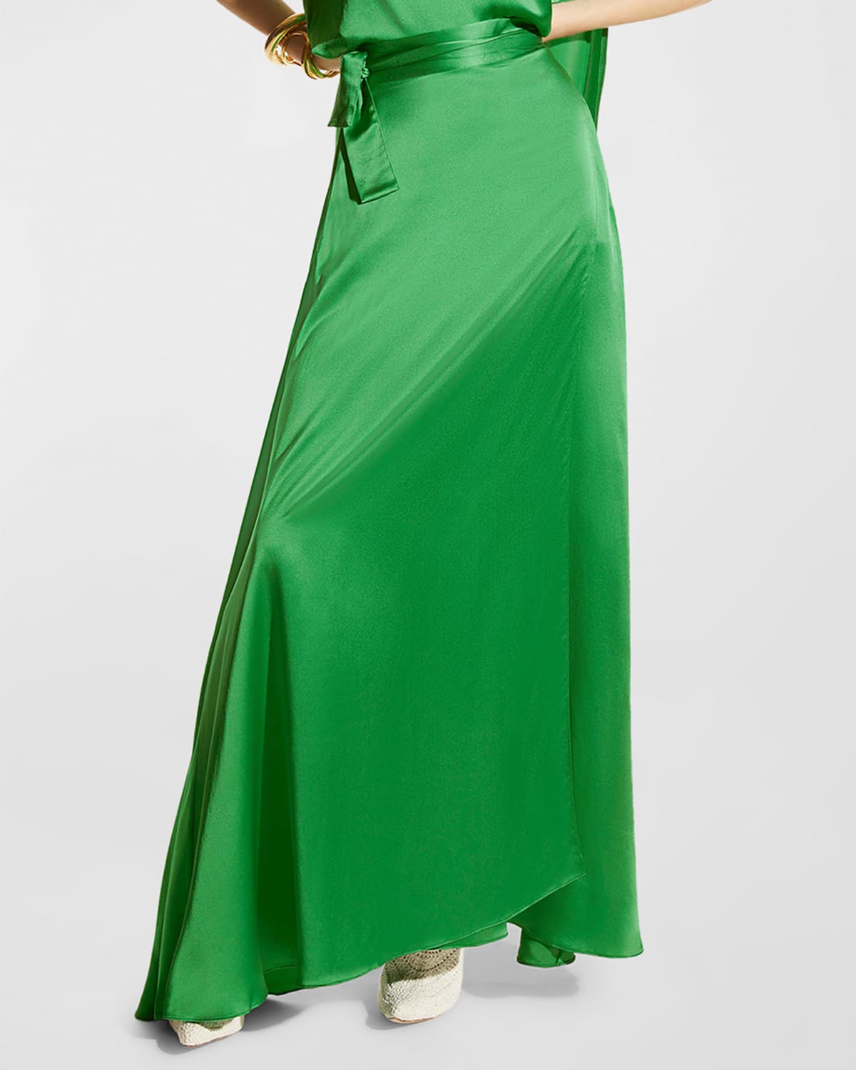 CARESTE Zara A-Line Silk Maxi Skirt