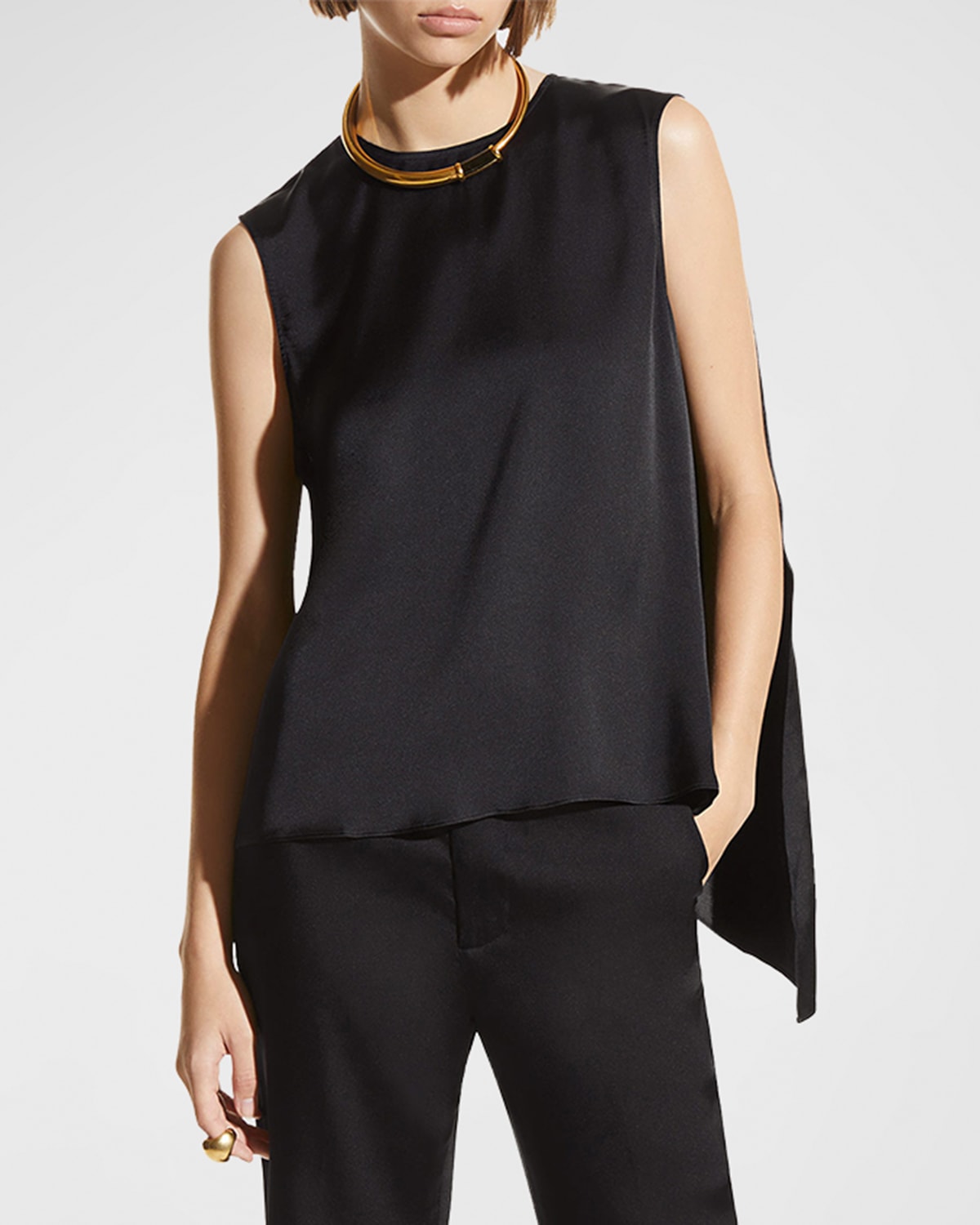 Careste Women's Sleeveless Top With Asymmetrical Cape In Black