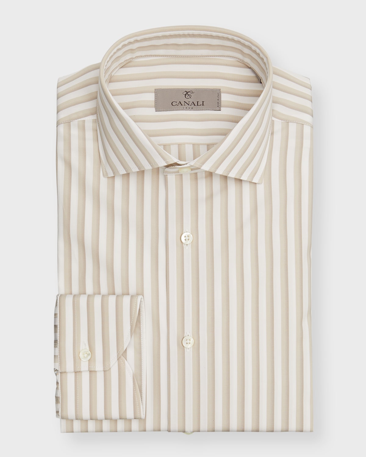 Canali Men's Ombre Stripe Cotton Dress Shirt In Tan
