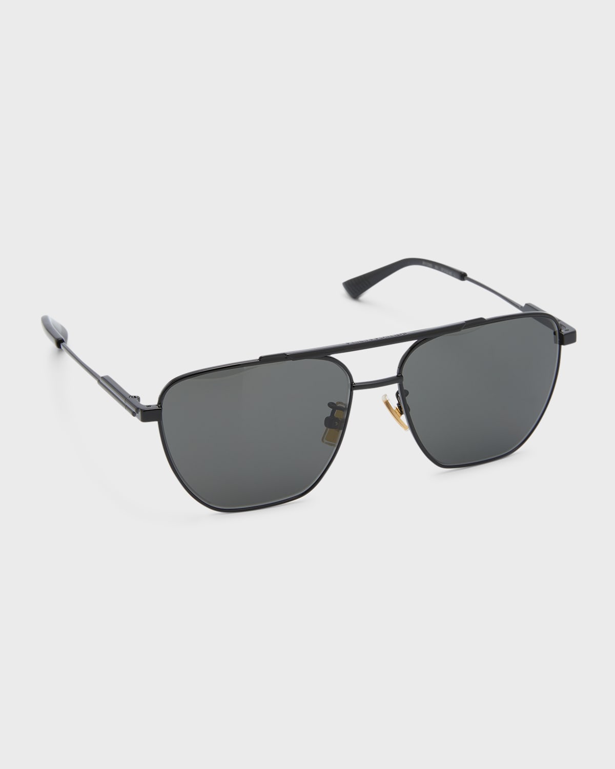 BOTTEGA VENETA MEN'S DOUBLE-BRIDGE METAL AVIATOR SUNGLASSES