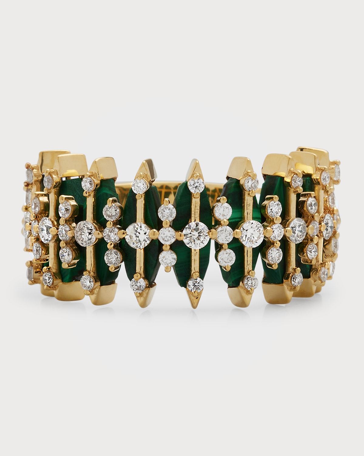 Gratiana 18k Malachite and Diamond Band Ring, Size 7