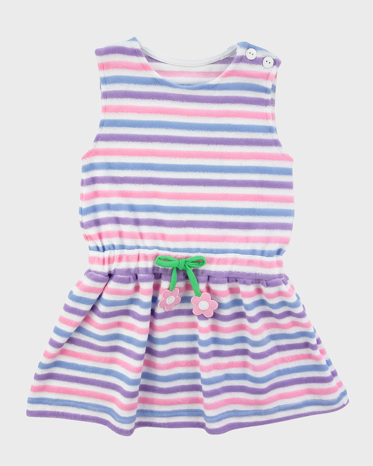 Florence Eiseman Kids' Girl's Striped Terry Cover Up In Wht/lav/blu