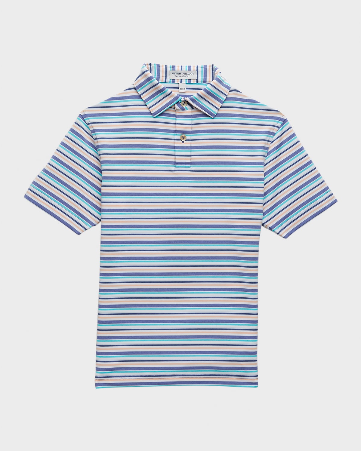 Boy's Joan Multicolor Striped Performance Jersey Polo Shirt, Size XXS-XL