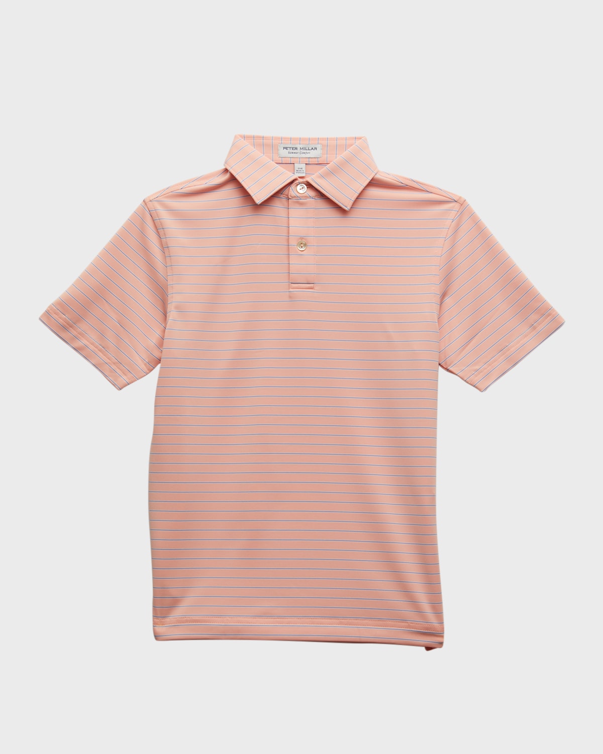 Boy's Drum Striped-Print Performance Jersey Polo Shirt, Size XS-XL