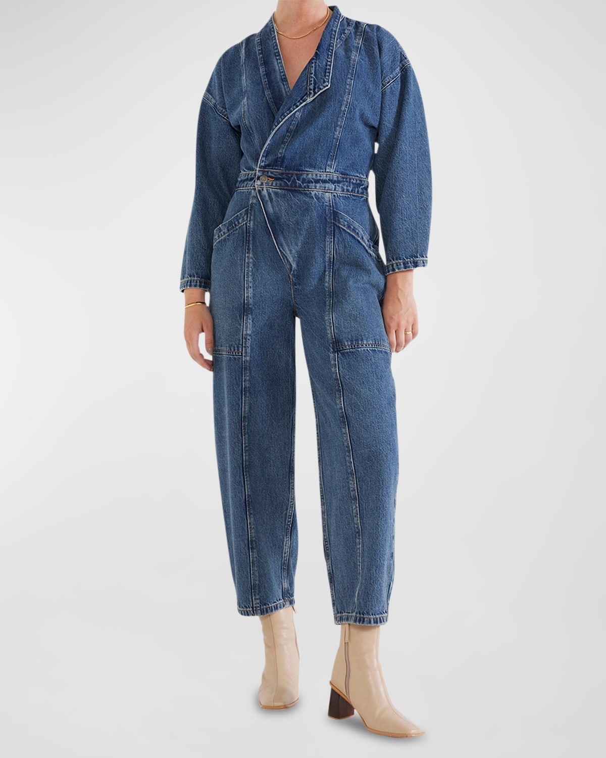 Etica Liv Asymmetric Jumpsuit In Arctic Storm