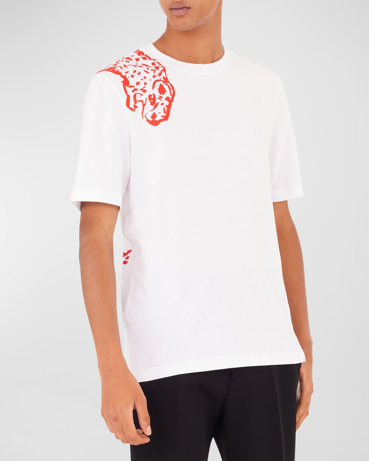 Shop Ferragamo Men's Leopard Logo T-shirt In White