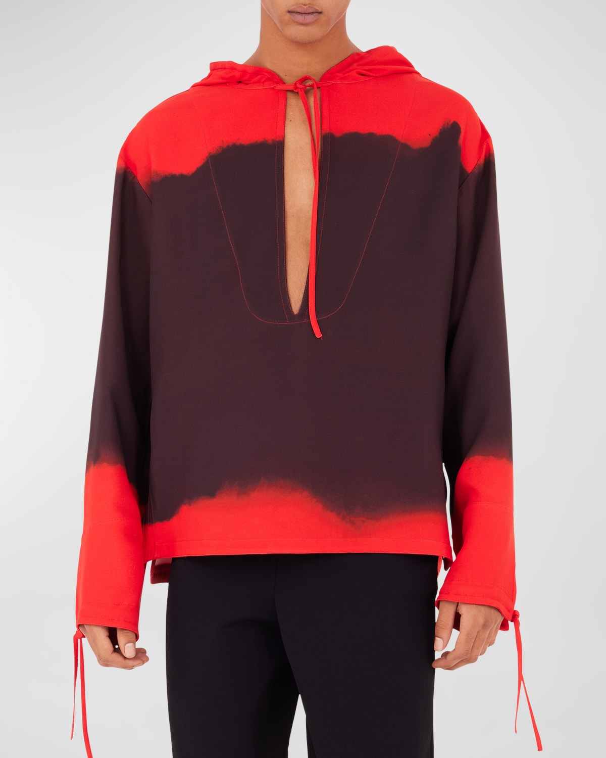 Ferragamo Gradient-effect Hooded Kaftan In Red