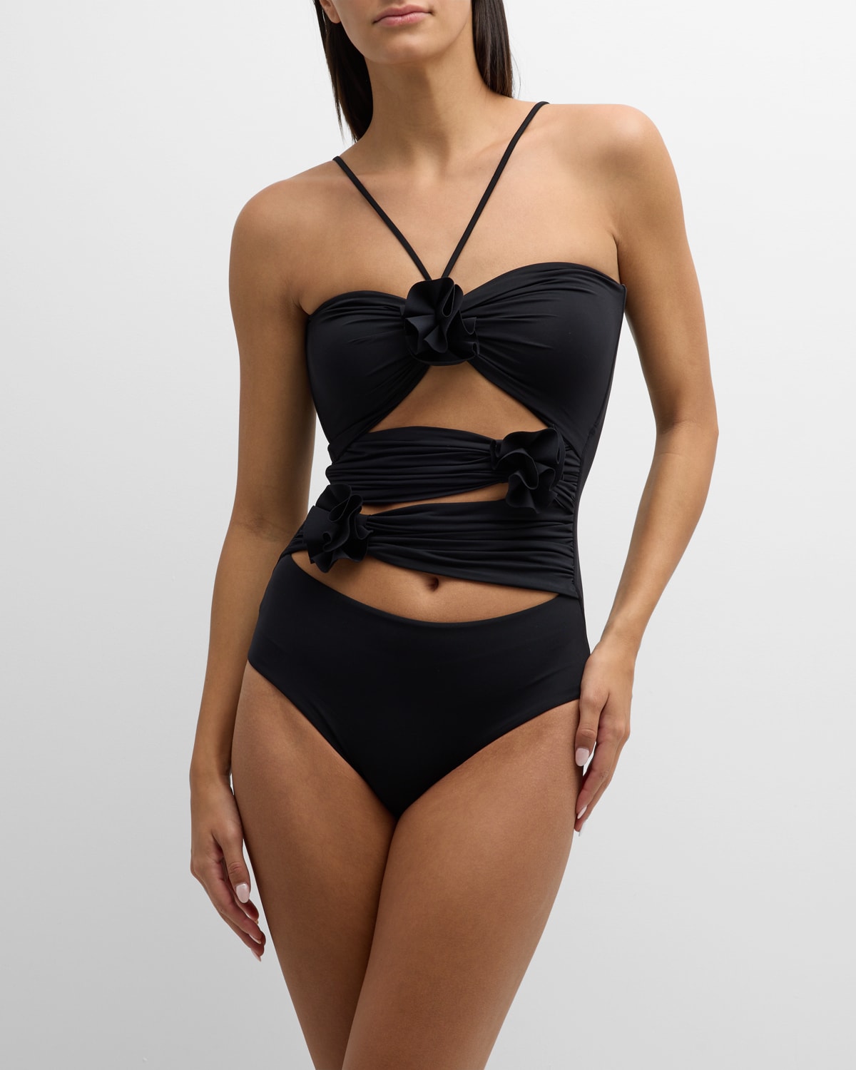 Shop Maygel Coronel Trinitaria Cutout Halter One-piece Swimsuit In Black