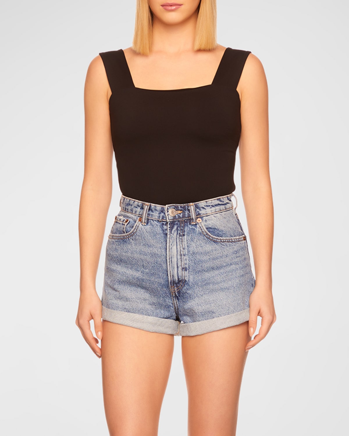 Susana Monaco Square Neck Cropped Tank Top In Brioche
