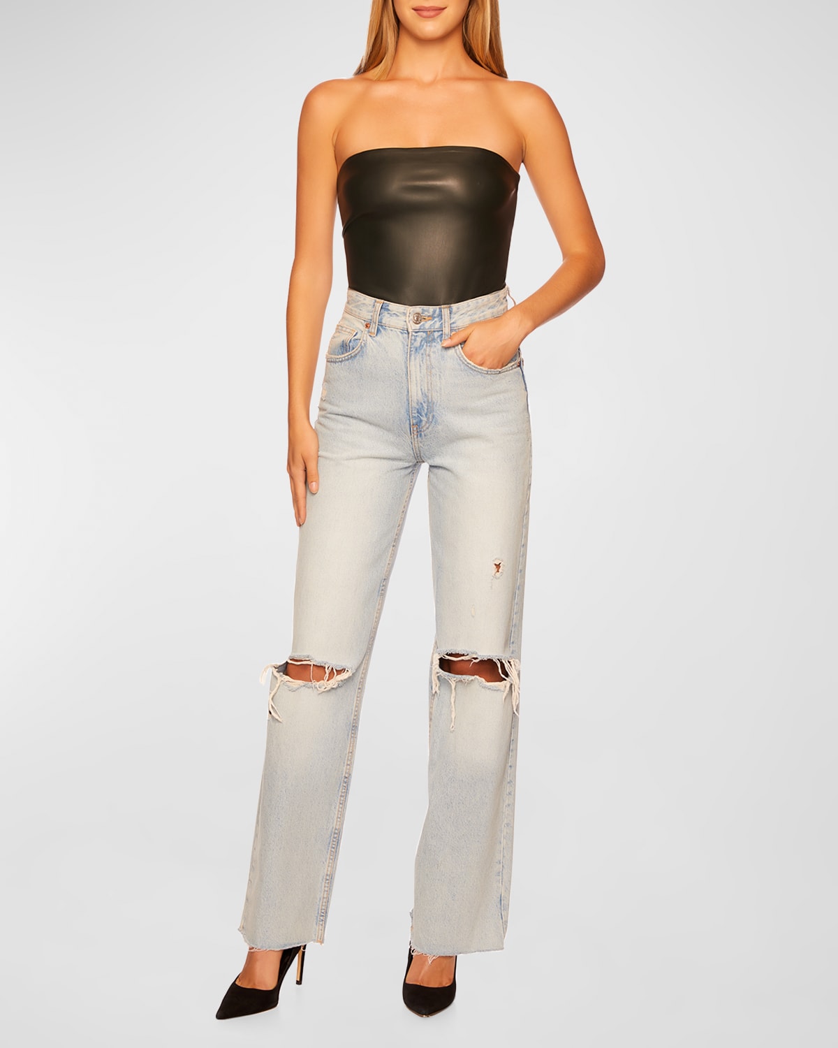 Faux-Leather Tube Top