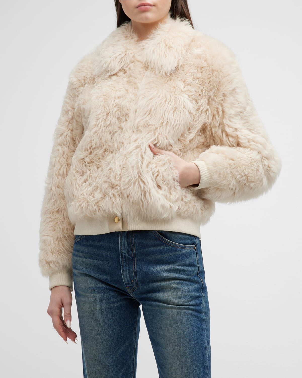 Nili Lotan Tessa Shearling Bomber Jacket In Natural