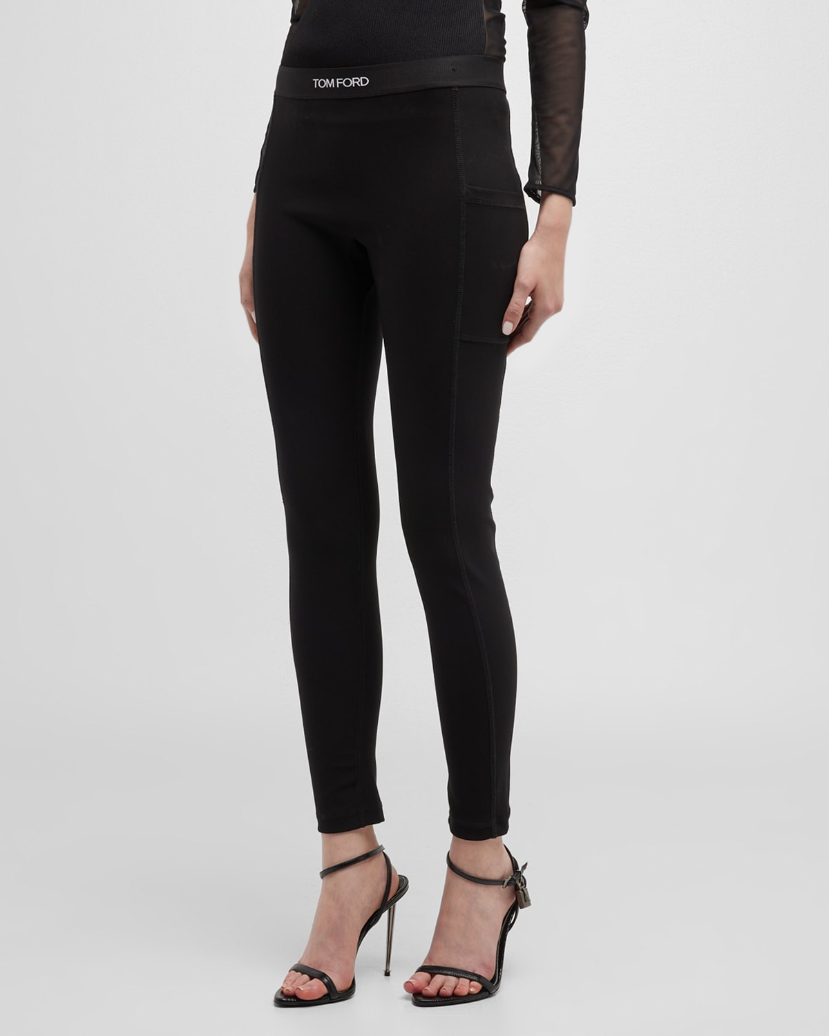 Tom Ford - Black leggings with contrasting logo PAJ096JEX087 - buy with  Sweden delivery at Symbol