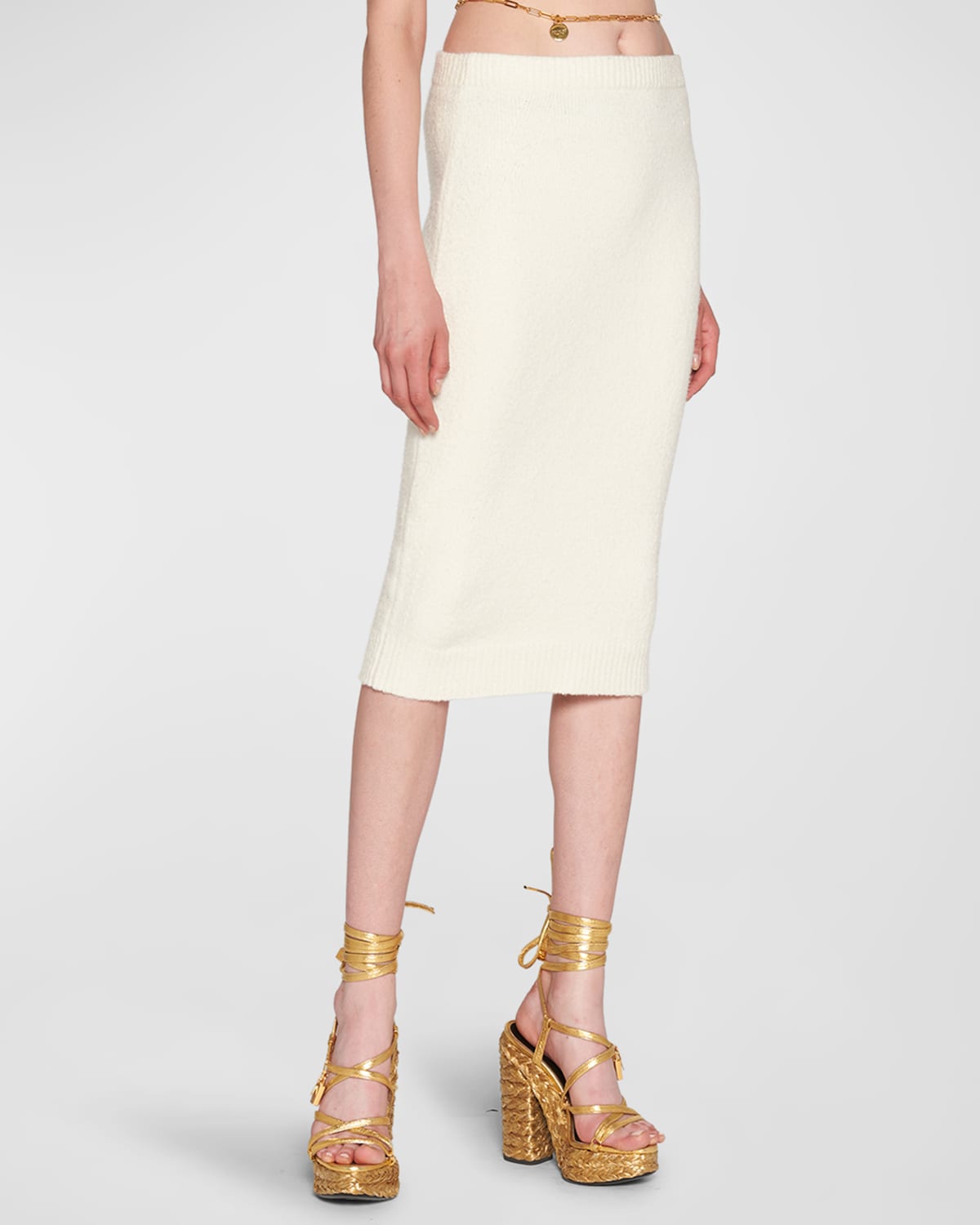 Low-Waist Cashmere Knit Midi Skirt