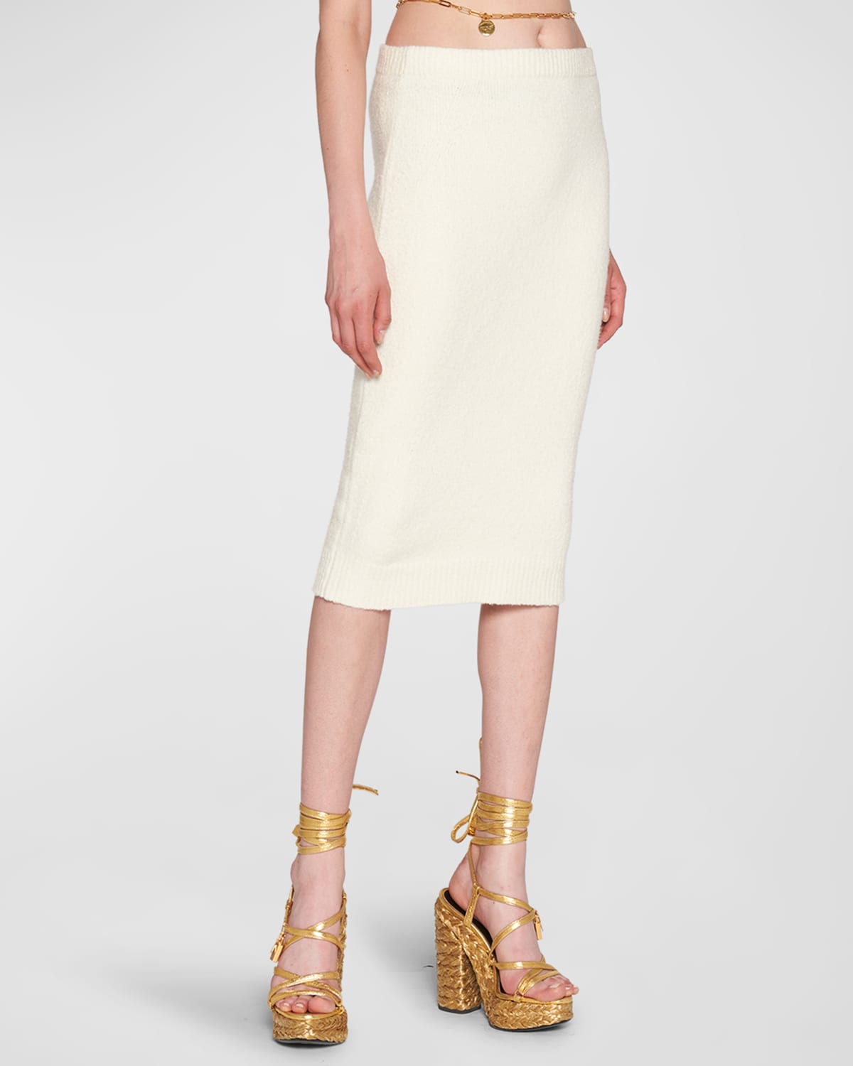 Tom Ford Low-waist Cashmere Knit Midi Skirt In Chalk | ModeSens