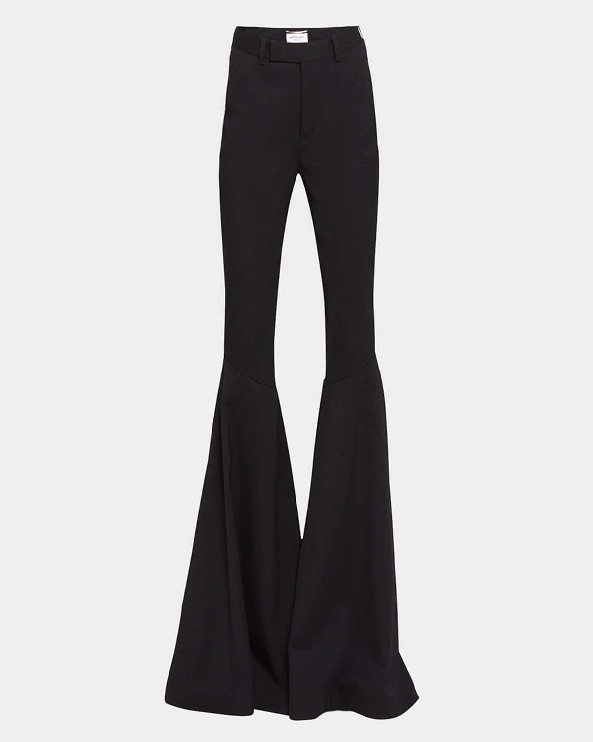 Saint Laurent Stretch Wool Flare Leg Pants In Nero