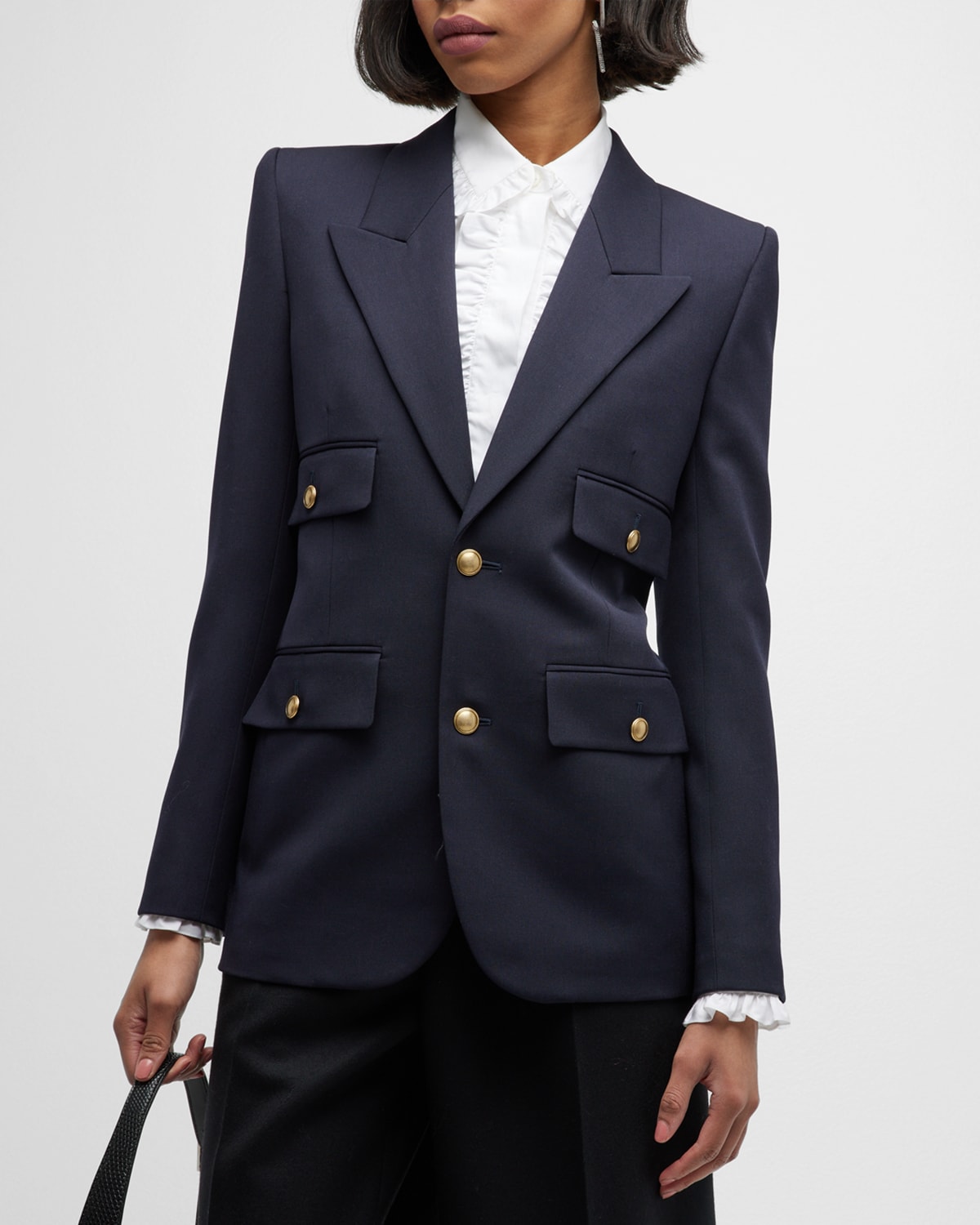 Saint Laurent Tailored Blazer In Navy