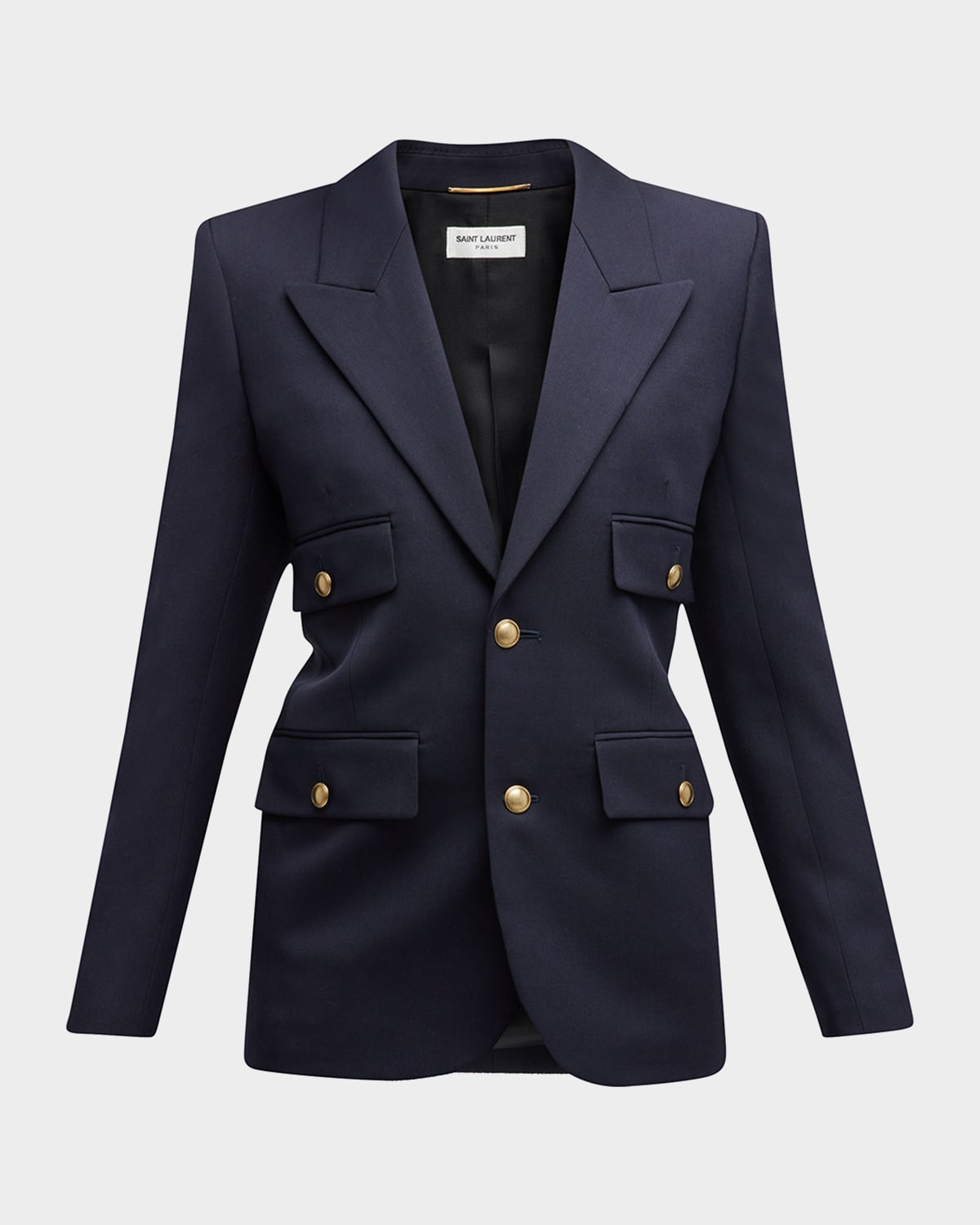 Shop Saint Laurent 4-pocket Blazer Jacket In Marine