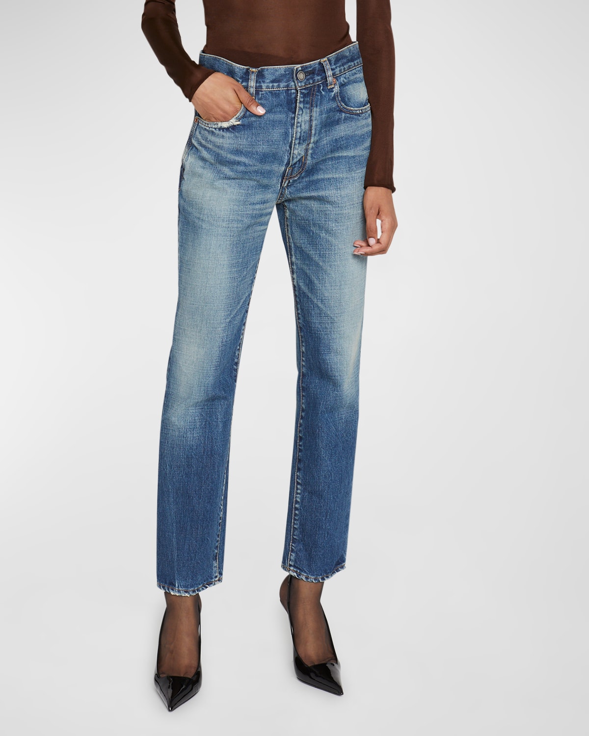 High-Rise Straight-Leg Ankle Jeans