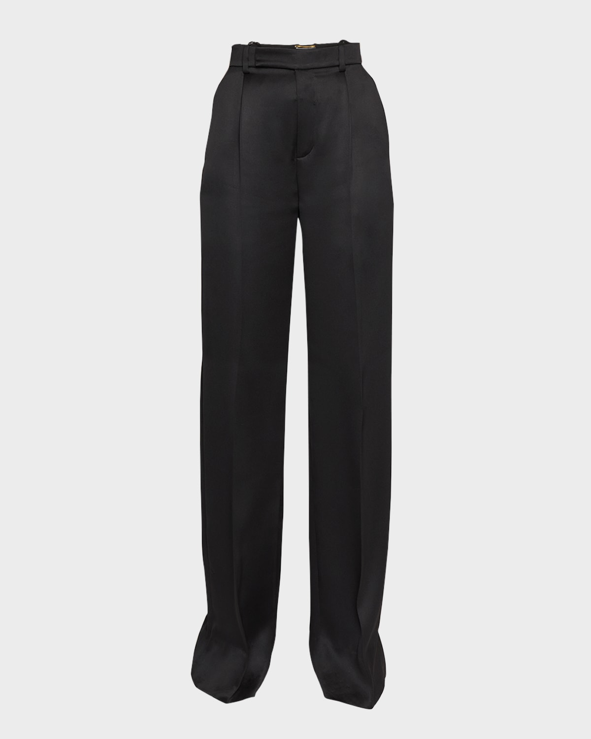 Saint Laurent Silk Single Pleated Pants In Nero