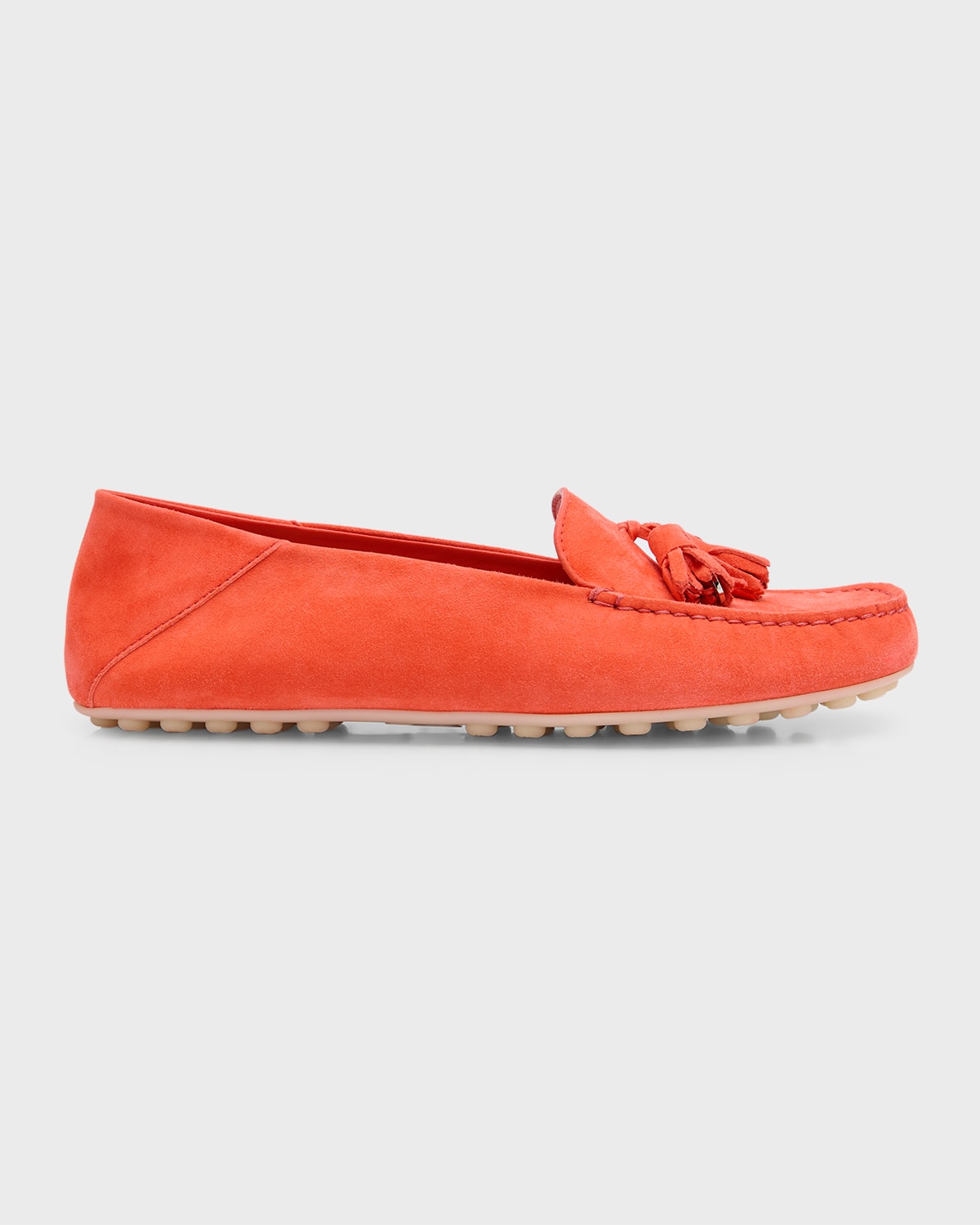 Loro Piana Suede Tassel Moccasin Loafers In L09r Coral Beach