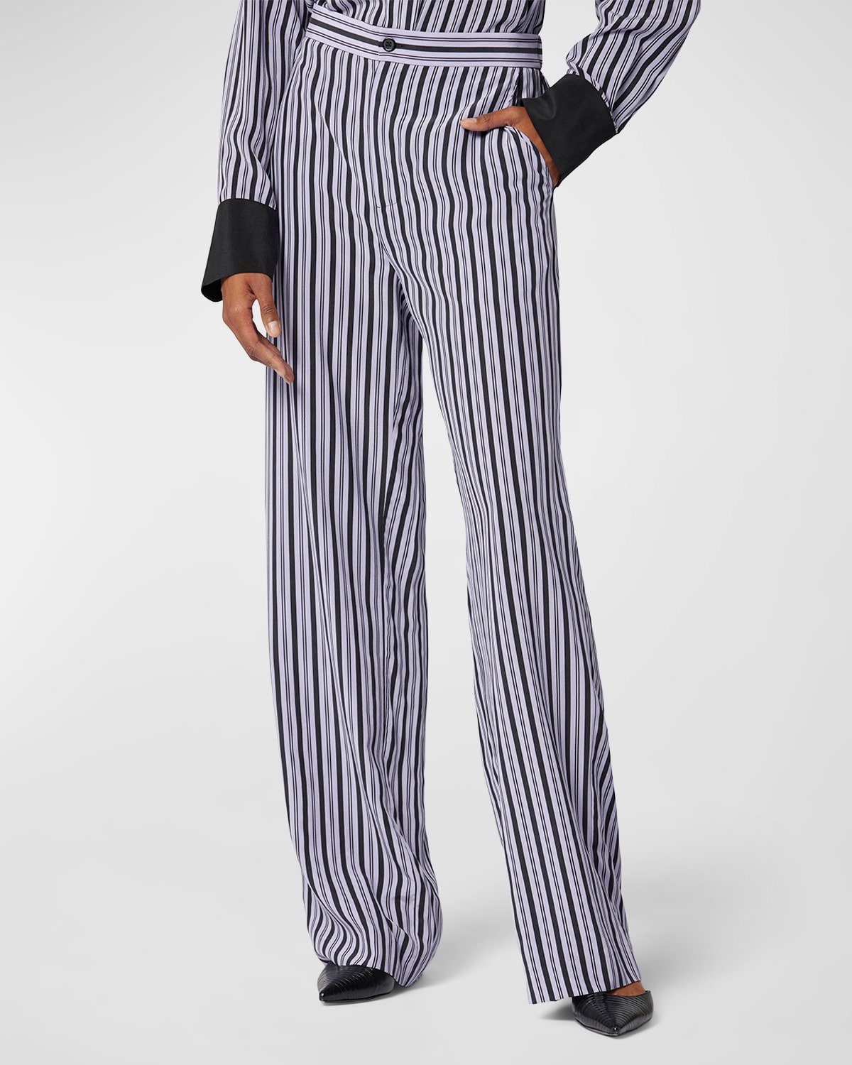 Aeslin Striped Silk Trousers