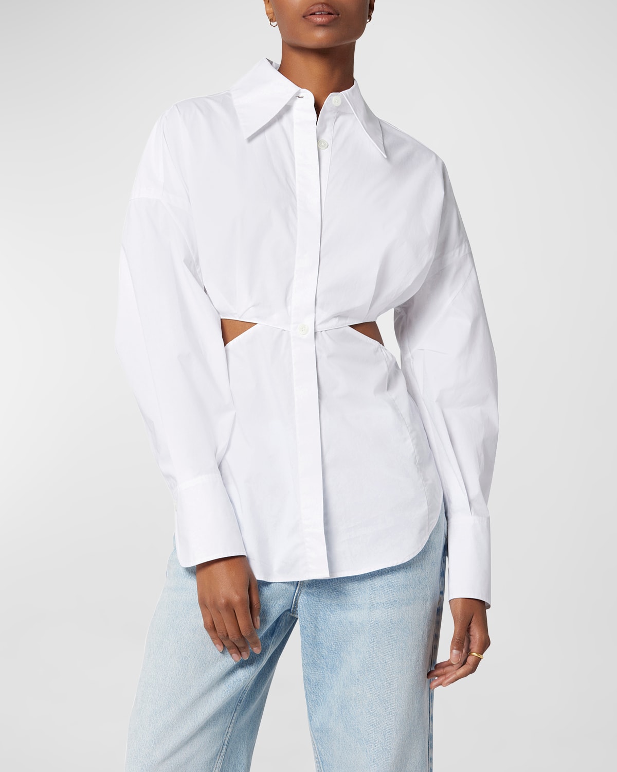 Alya Cutout Button-Down Cotton Shirt