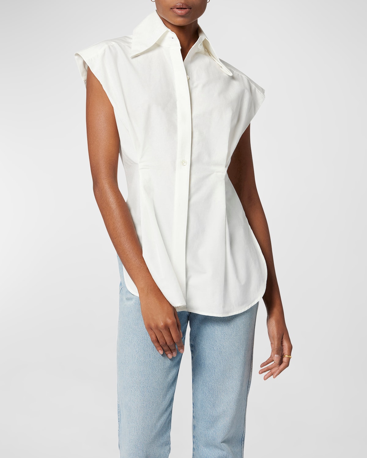 Equipment Romy Pleated Button-down Silk-blend Shirt In Nature White