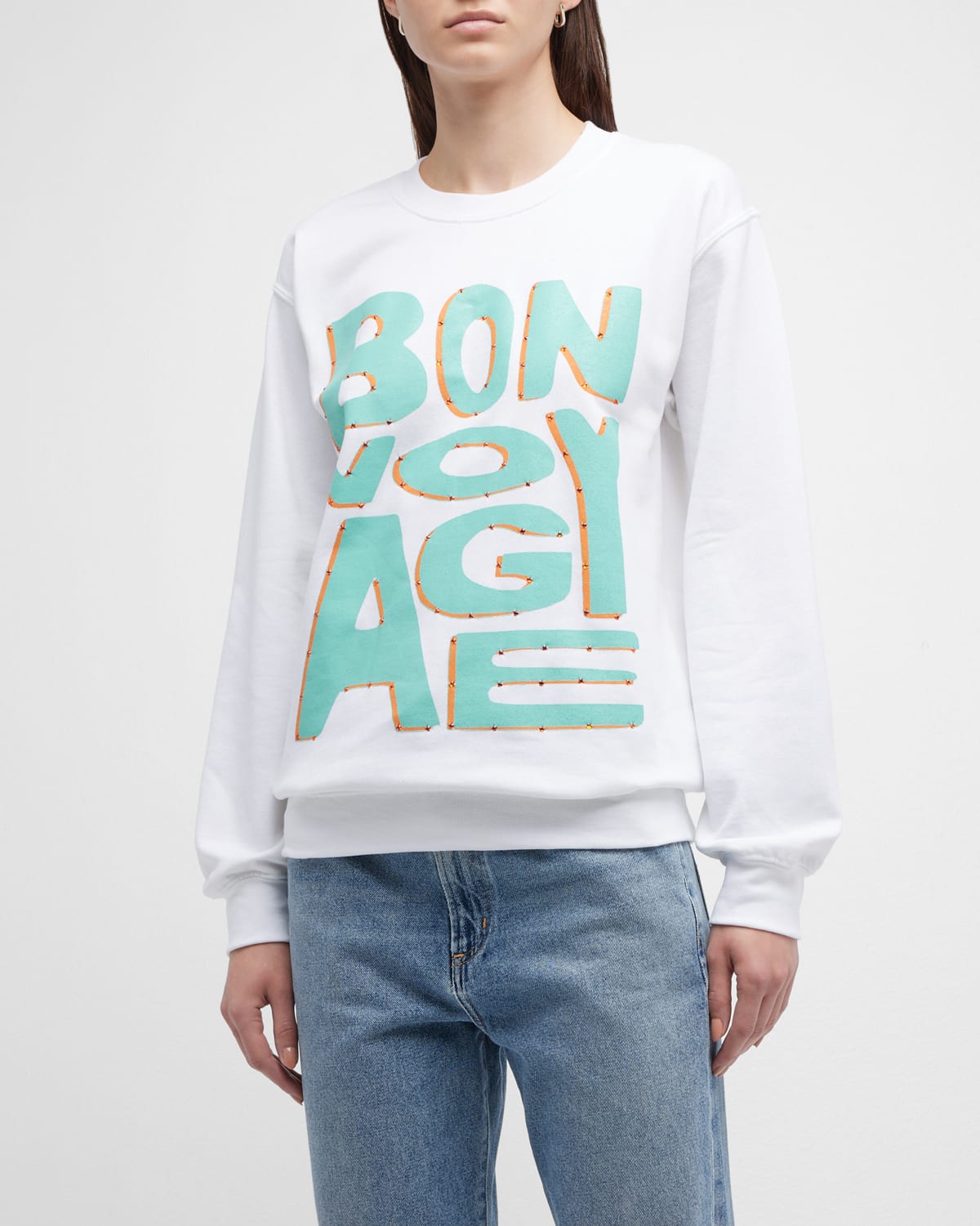 Bon Voyage Rhinestone Graphic Sweatshirt