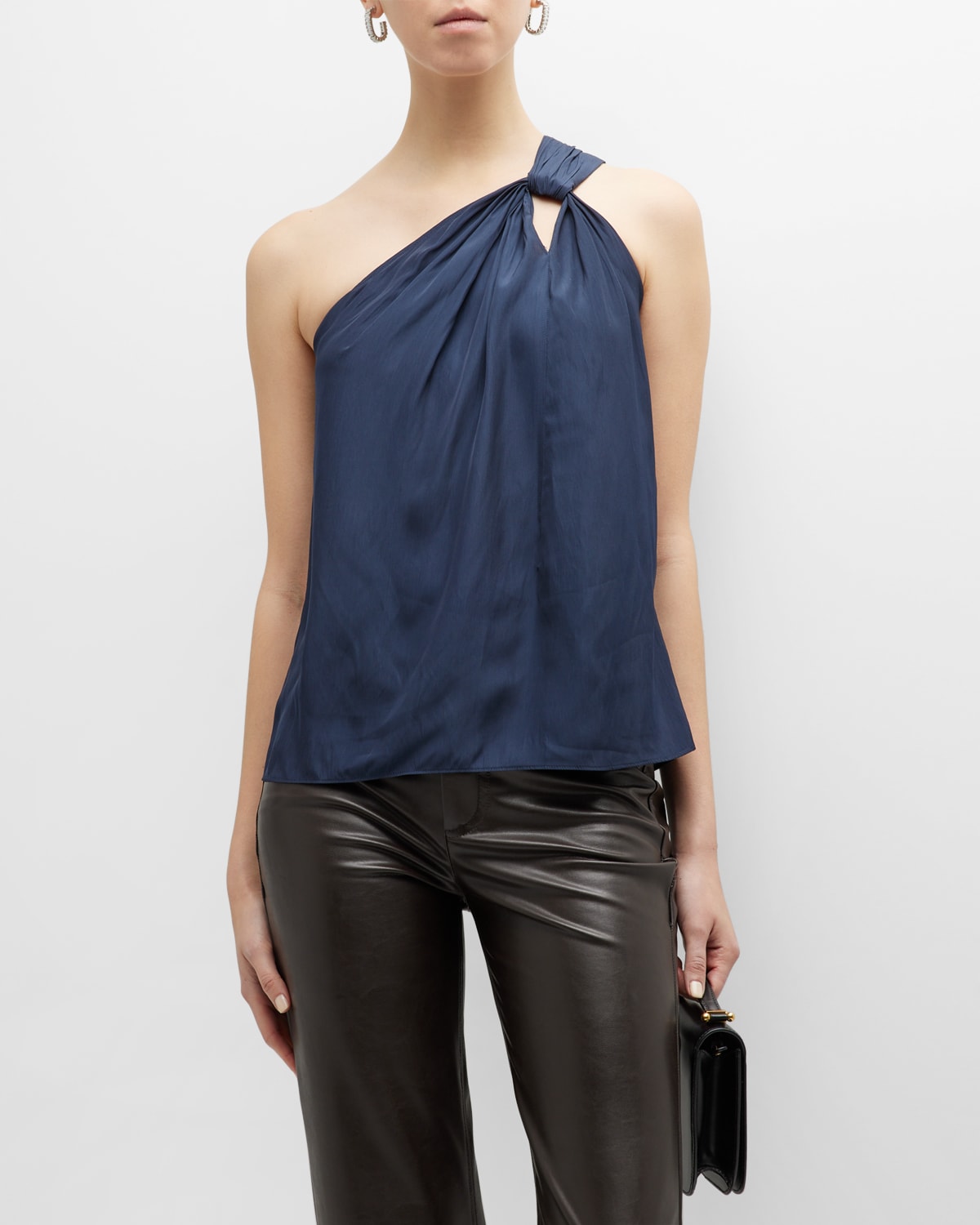 Ramy Brook Junie One-shoulder Cutout Blouse In Navy