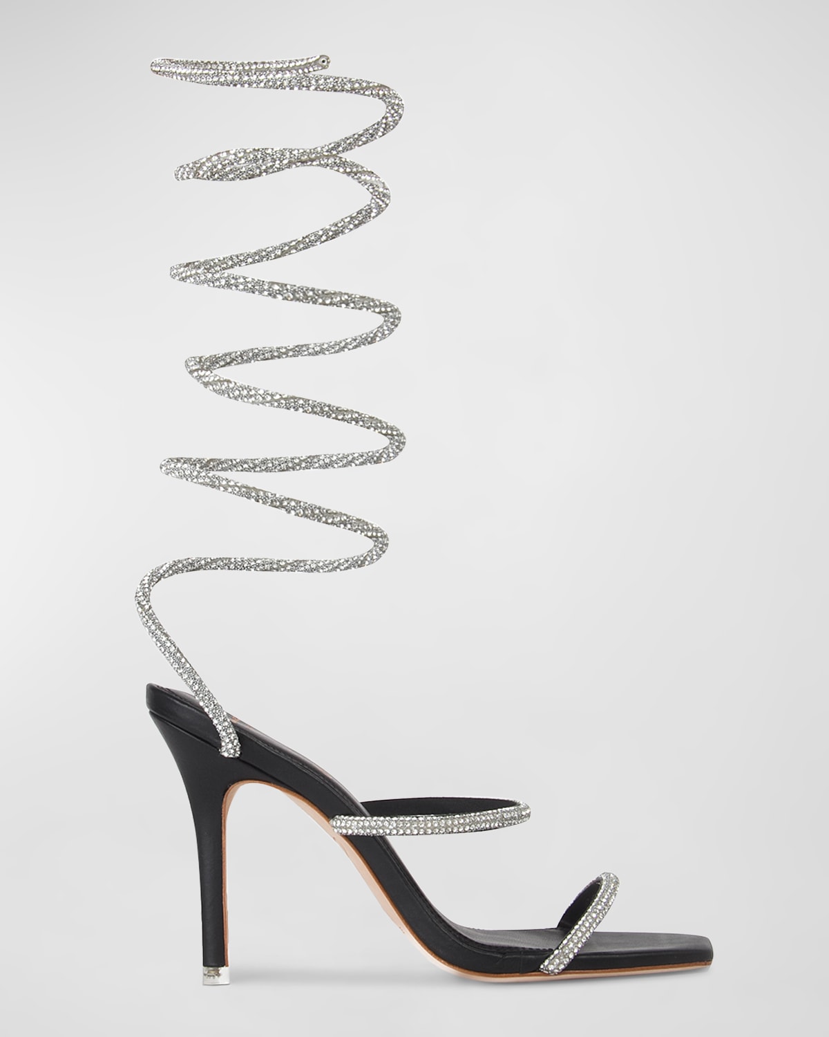 Black Suede Studio Court Crystal Corkscrew Coil Sandals In Black Buffed Napp