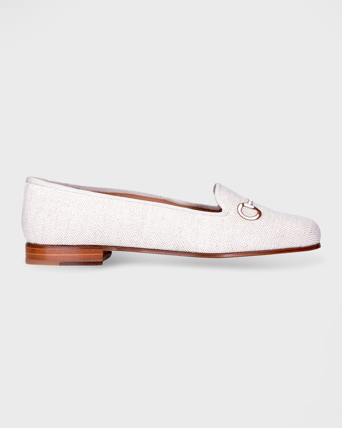 Bit Flax Embroidered Smoking Loafers