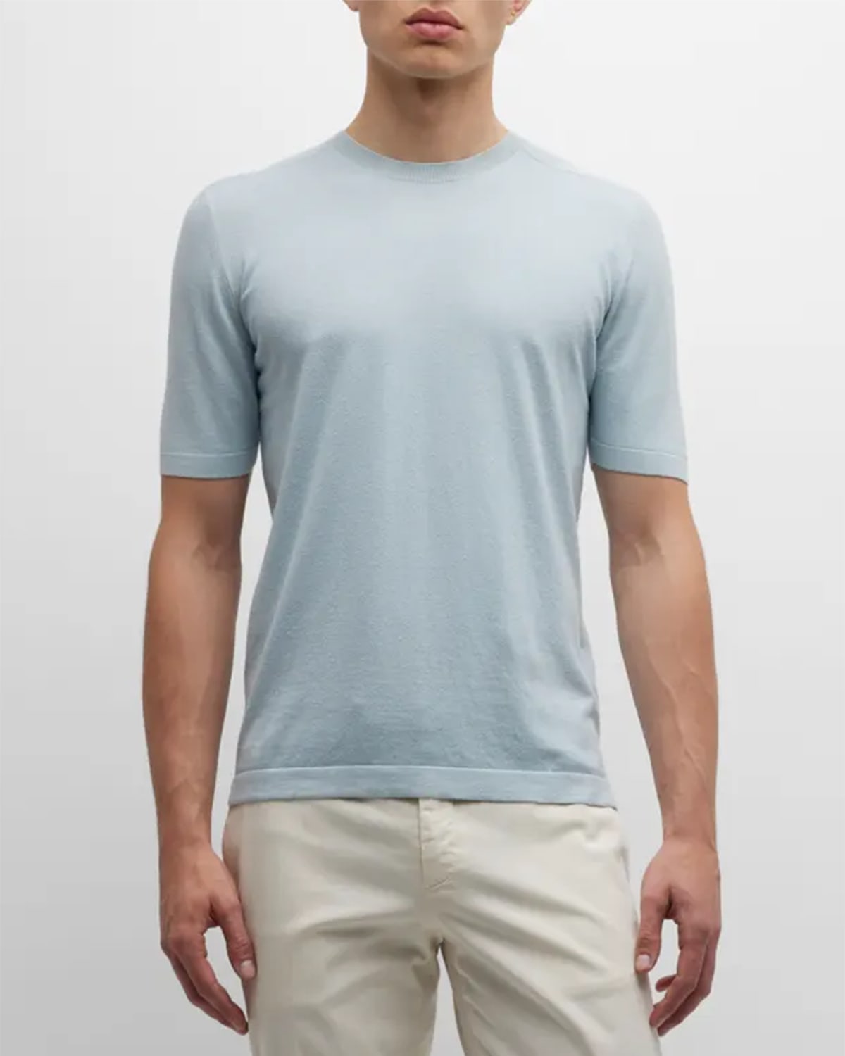 Boglioli Cotton Short-sleeved T-shirt In Lt Blue