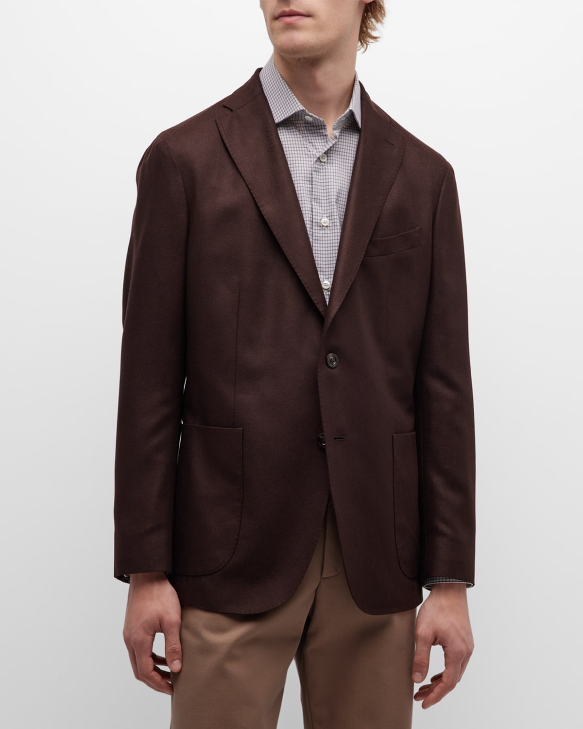 Shop Boglioli Men's Silk Herringbone Sport Coat In Brown