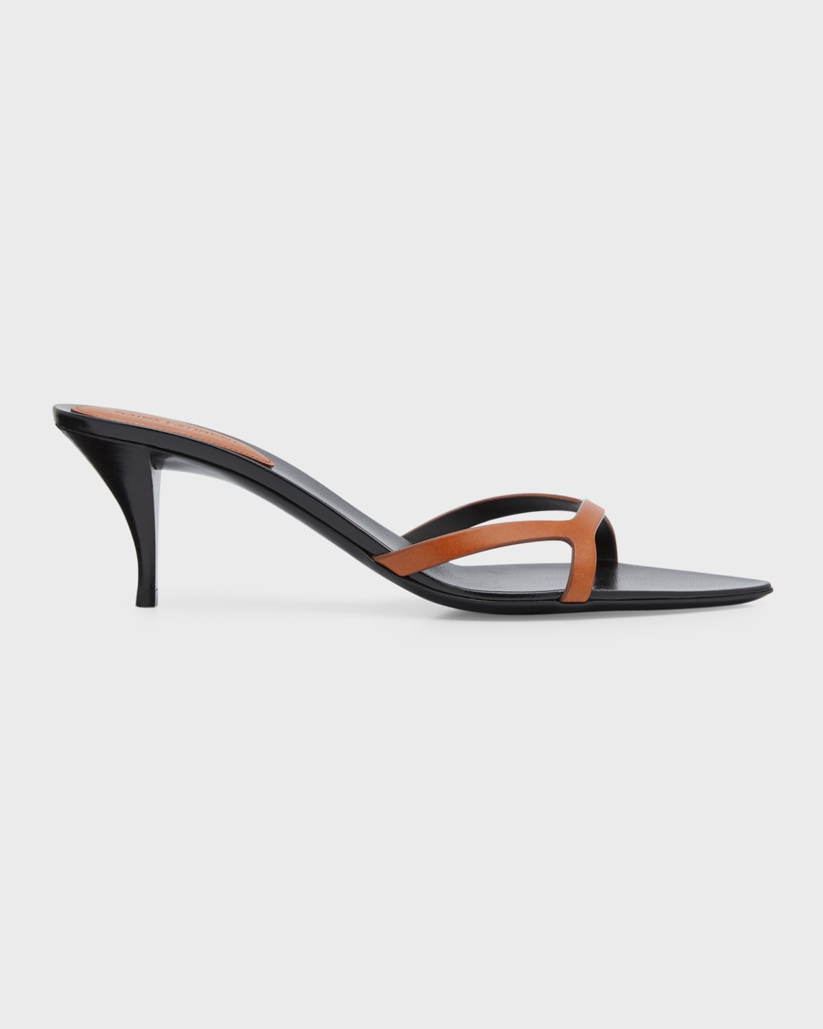 Saint Laurent Gippy Leather Kitten-heel Slide Sandals In Cuoio - 9808