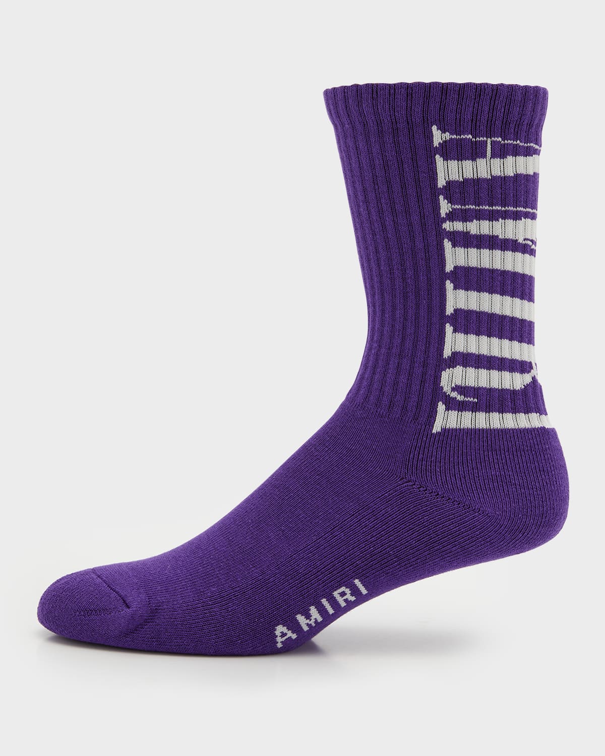 Amiri Vertical Logo Rib Crew Socks In Purple