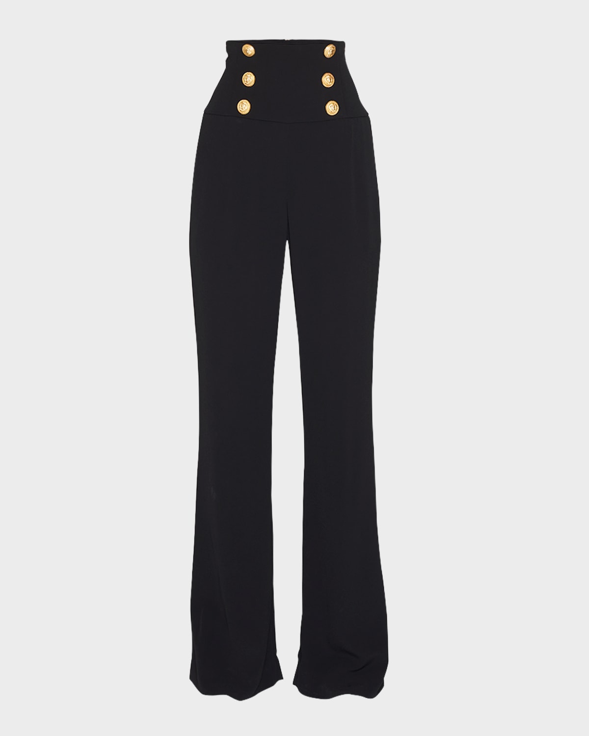 6-Button Crepe Wide-Leg Pants