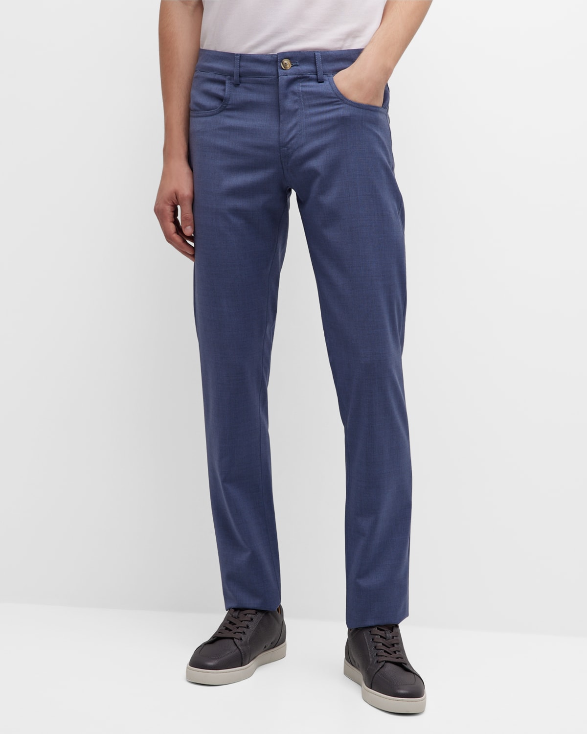 Canali Men's Performance Wool Trousers In Lt Blue