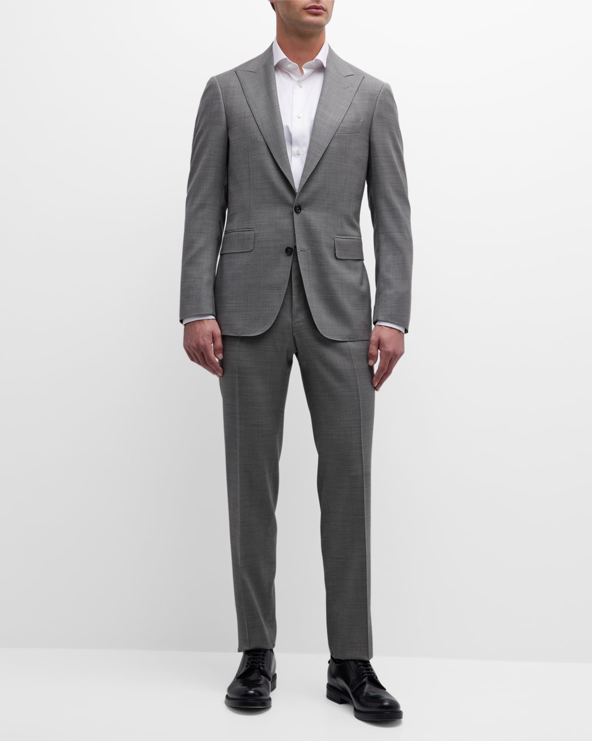 Canali Men's Micro-geometric Wool Suit In Grey
