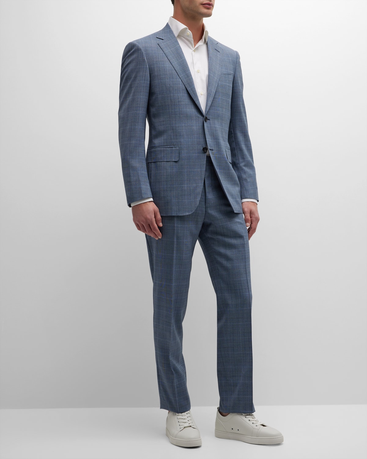 Canali Men's Plaid Wool Suit In Blue