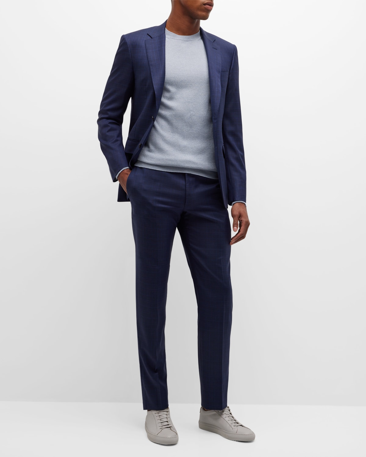 Canali Men's Tonal Plaid Wool Suit In Blue