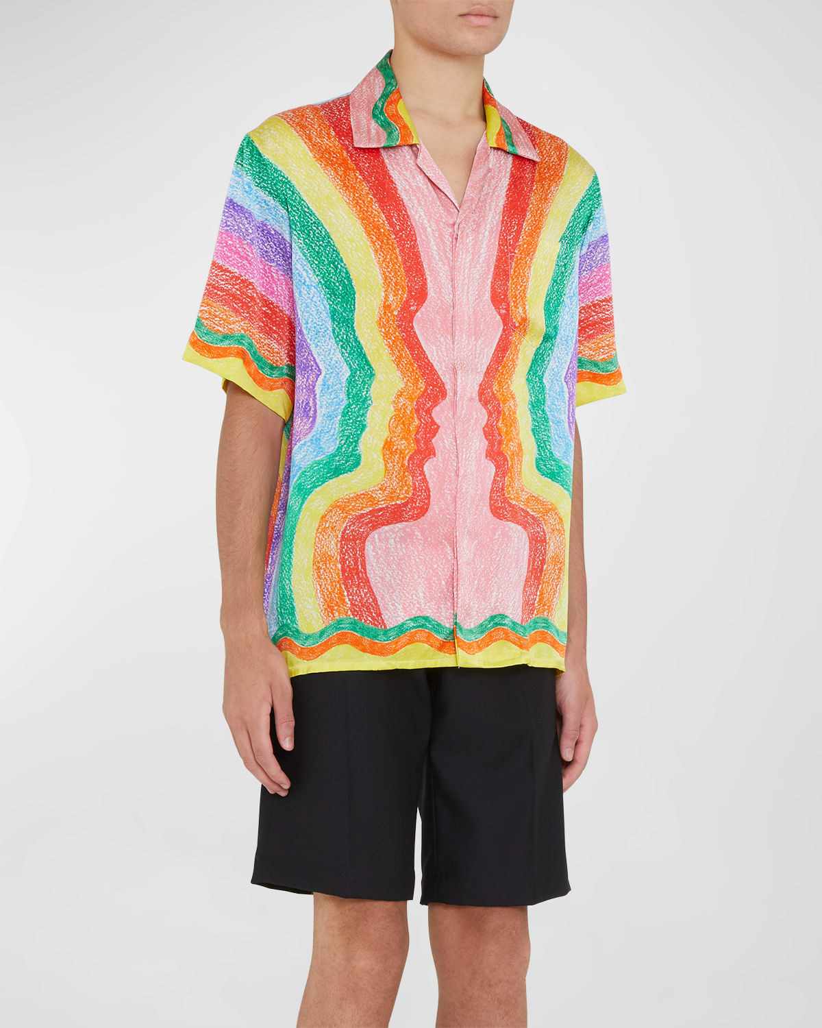 Casablanca Mind Vibrations Short Sleeve Silk Camp Shirt In Mind Vibrations