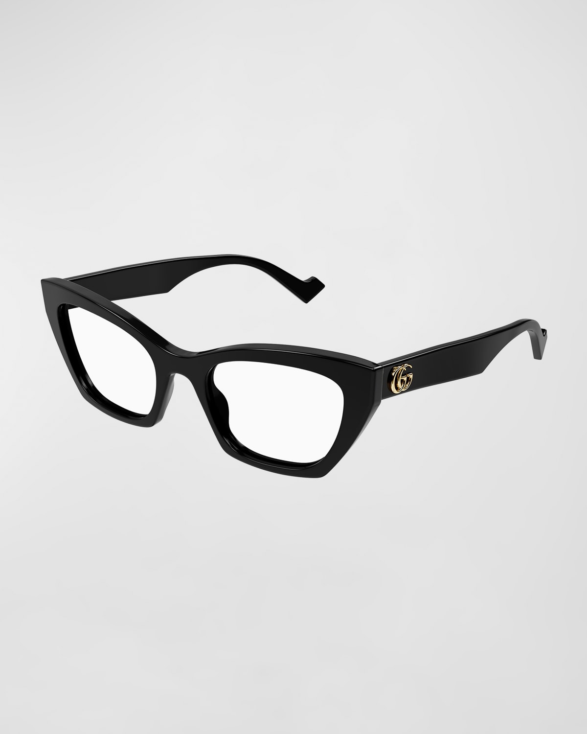 Shop Gucci Gg Logo Acetate Cat-eye Glasses In 001 Black