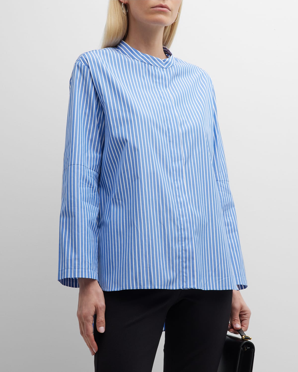 Max Mara Women's Linda Striped High-low Shirt In Light Blue