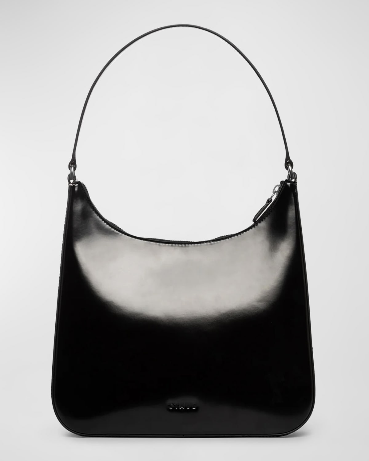 Staud Alec Zip Leather Shoulder Bag In Black