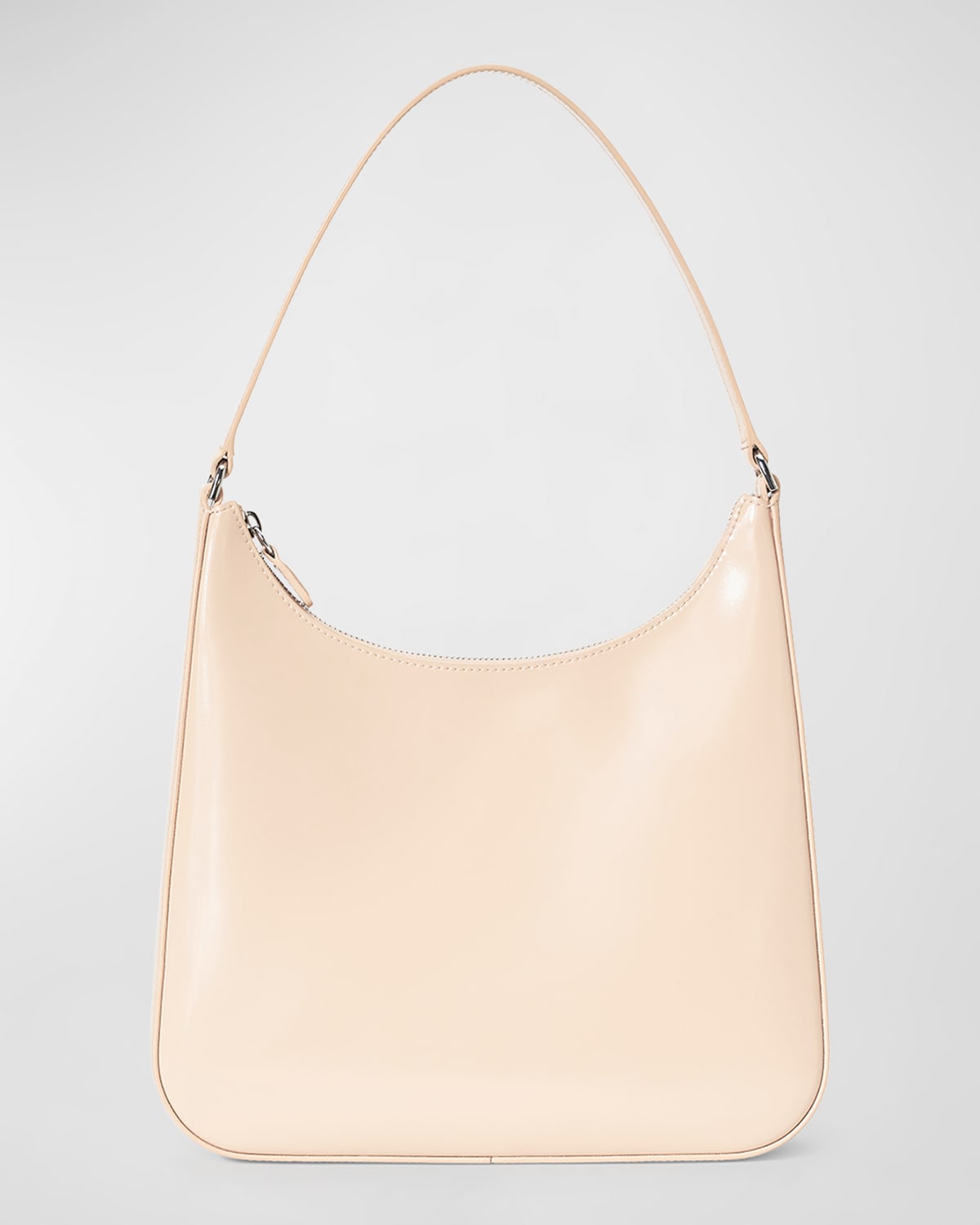 Shop Staud Alec Zip Leather Shoulder Bag In Beige
